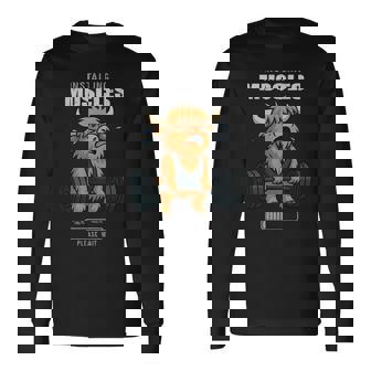 Cute Highland Cow Workout Gym Fitness Weightlifting Long Sleeve T-Shirt - Monsterry