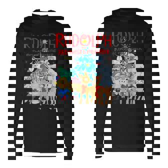 Cute Rudolph The Red Nosed Reindeer Christmas Tree Long Sleeve T-Shirt | Mazezy