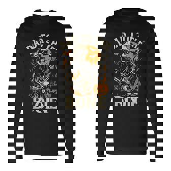 Dad To The Bone Skeleton With Guitar Halloween Long Sleeve T-Shirt - Seseable