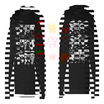 Dental Christmas Cute Th Costume Dentist Santa Hat Long Sleeve T-Shirt - Monsterry