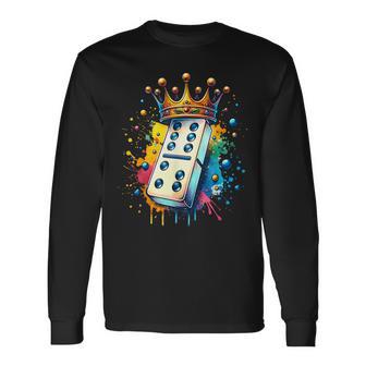 Dominoes King Board Game Domino Lover Domino Player Long Sleeve T-Shirt - Thegiftio UK