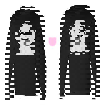 Emoticon Cute Ghost Boo Face Halloween Costume Long Sleeve T-Shirt | Mazezy