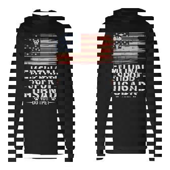 Emotional Support Husband Do Not Pet American Flag Long Sleeve T-Shirt | Seseable CA