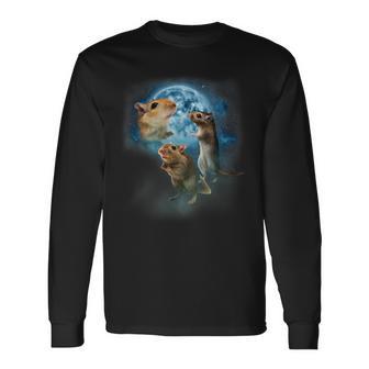 Gerbil Gerbils Howling At The Moon Long Sleeve T-Shirt - Thegiftio UK
