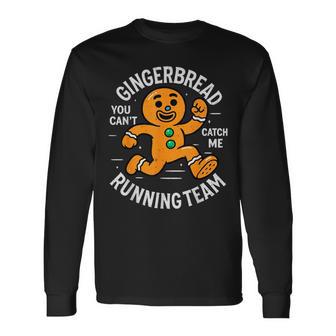 Gingerbread Running Team Christmas Run Runner Xmas Long Sleeve T-Shirt - Thegiftio UK
