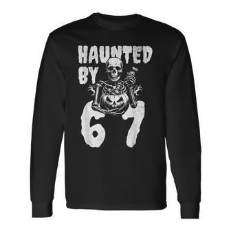 Halloween Skeleton Haunted By 6 7 Meme Long Sleeve T-Shirt - Thegiftio UK