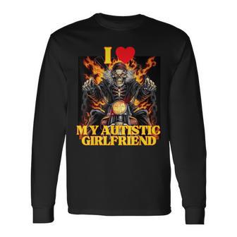 I Heart My Autistic Girlfriend Hard Skeleton Meme Long Sleeve T-Shirt - Thegiftio UK