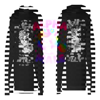 Ironic Alpha Unicorn Sarcastic Girly Sparkle Rainbow Long Sleeve T-Shirt - Thegiftio