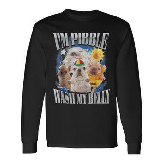 I Am Pibble Dog Puppy Wash Clean My Belly Meme Long Sleeve T-Shirt - Thegiftio UK