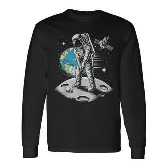 Planet Astronaut Galaxy Space Astronaut Golf Long Sleeve T-Shirt - Monsterry