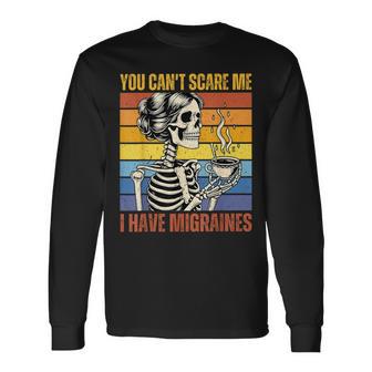 Skeleton Migraine Awareness Headache I Have Migraines Long Sleeve T-Shirt - Thegiftio UK