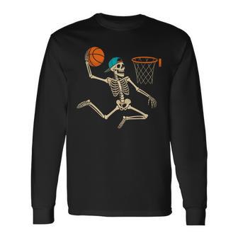 Skeleton Playing Basketball Lovers Halloween For Boys Long Sleeve T-Shirt - Thegiftio UK