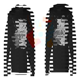 Tourist Spirit Day Look With Camera And Map Long Sleeve T-Shirt - Monsterry