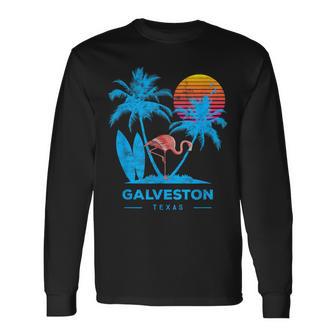 Galveston Texas Atardecer De Palmeras Camiseta de manga larga - Regaloses