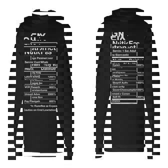 Gen X Nutrition Facts Generation Meme Long Sleeve T-Shirt - Monsterry