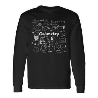 Geometry Lover's Shapes Equations & Formulas Cool Math Geek Long Sleeve T-Shirt - Thegiftio
