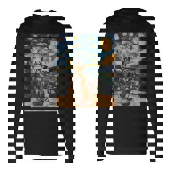 German Shepherd Dog Doggy Van Gogh Style Starry Night Long Sleeve T-Shirt - Monsterry