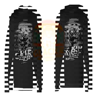 Glacier National Park Bear Vintage Montana Hiking Camping Long Sleeve T-Shirt | Mazezy