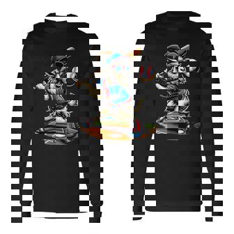 Goat Baseball Player With Bat And Ball Cool Animal Sports Long Sleeve T-Shirt - Thegiftio