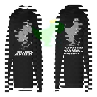 Golf Dino T-Rex Swing Dinosaur Golf Player Golfer Golfing Long Sleeve T-Shirt | Mazezy