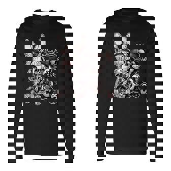Gothic Bunny & Punk Teddy Bear Aesthetic Long Sleeve T-Shirt | Mazezy