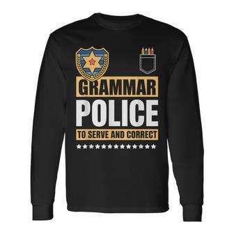 Grammar Police Costume Halloween English Language Joke Long Sleeve T-Shirt - Thegiftio UK