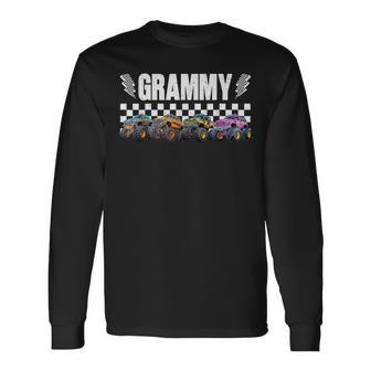 Grammy Retro Monster Truck Family Crew Birthday Matching Long Sleeve T-Shirt - Thegiftio