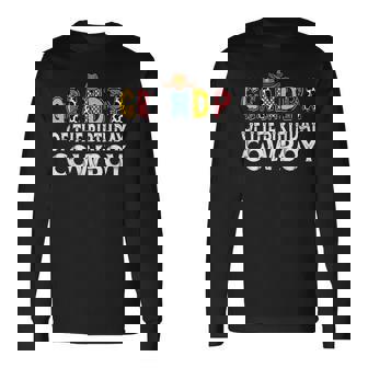 Grandpa 1St Birthday Cowboy Western Grandpa Birthday Boy Long Sleeve T-Shirt - Thegiftio