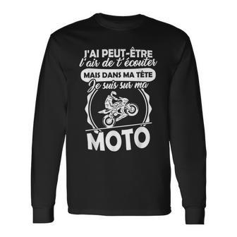 Grapheino Co Motard Motarde Drole Dans Ma Tête Jeuis Ma Moto Noir Adulte T-shirt à manches longues - Cadeauxyz