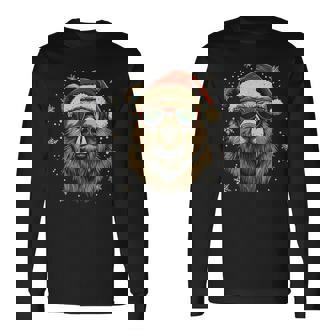 Grizzly Bear Santa Hat Cute Animal Lover Christmas Long Sleeve T-Shirt | Seseable UK