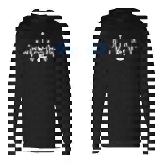 Guitariste Guitariste Battement De Coeur Guitare T-shirt à manches longues - Cadeauxyz