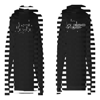 Guitarra Latido Del Corazón Guitarra Eléctrica Ecg Guitarrista Músico Camiseta de manga larga - Regaloses