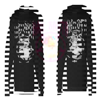 Hail Santa Retro Cute Santa Claus Pink Goth Christmas Long Sleeve T-Shirt - Monsterry