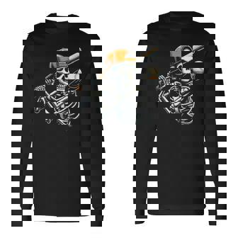 Halloween Boys Batting Skeleton Baseball Long Sleeve T-Shirt | Seseable UK
