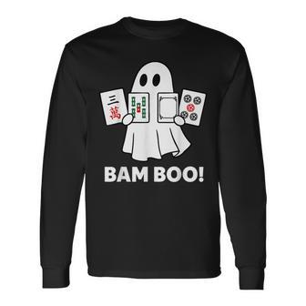 Halloween Ghost Playing Mahjong Spooky Bam Boo Costume Long Sleeve T-Shirt - Thegiftio UK