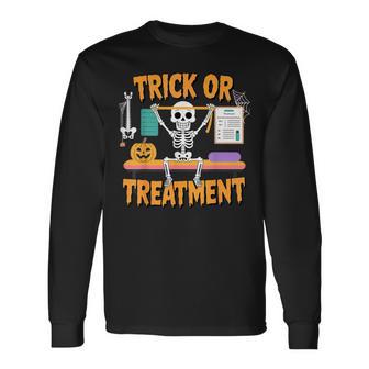 Halloween Physical Therapy Therapist Pt Trick Or Treatment Long Sleeve T-Shirt - Seseable