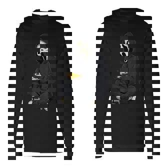Halloween Scary Face Ghost Mask Gamer Video Long Sleeve T-Shirt | Mazezy