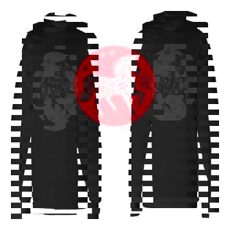 Happy Chinese New Year Art 2026 Red Round Year Of The Horse Long Sleeve T-Shirt | Mazezy