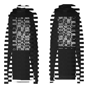 Happy Face Checkerboard Pattern Minimal – Checkered Smile Long Sleeve T-Shirt | Mazezy