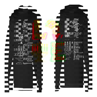 Happy Kwanzaa African American Christmas Pajama Family Afro Long Sleeve T-Shirt - Monsterry