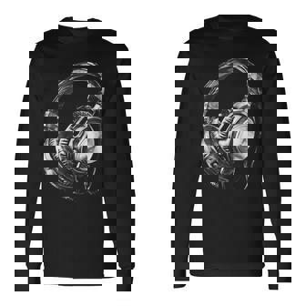 Headphones Music Dj Music Headphones House Headphone Lover Long Sleeve T-Shirt | Mazezy