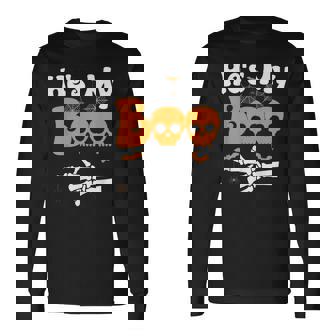 He's My Boo Skeleton Couples Matching Halloween Couple Long Sleeve T-Shirt | Mazezy