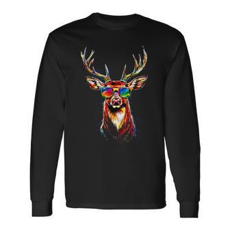 Hirsch Mitonnenbrille Geweih Jagd Reh Rentier Rothirsch Langarmshirts - Geschenkecke