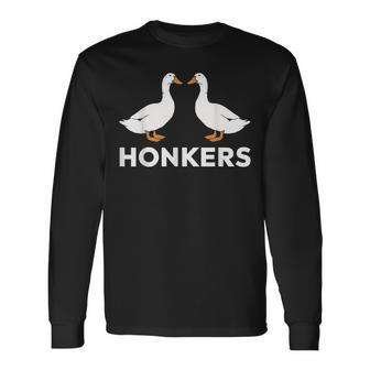 Honkers Meme Goose Geese Meme -Adults Black Cotton Blend Classic Fit Small Long Sleeve T-Shirt - Thegiftio UK