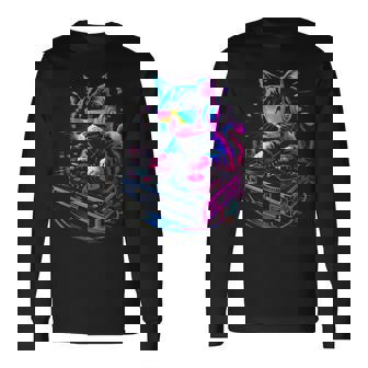 House Music Festival Cat Dj Techno Rave Edm Kitty Cat Lover Long Sleeve T-Shirt - Thegiftio