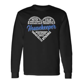 Housekeeper Heart Housekeeping Cleaner Cleaning Long Sleeve T-Shirt - Thegiftio UK