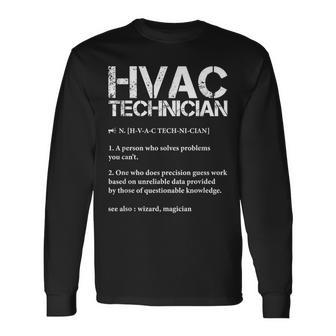 Hvac Technician Definition Mechanic Repairman Long Sleeve T-Shirt - Thegiftio UK