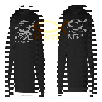 Ichthys イエス・キリスト 神の息子 救世主 古代魚のシンボル 長袖Tシャツ - Kawaiitshirt