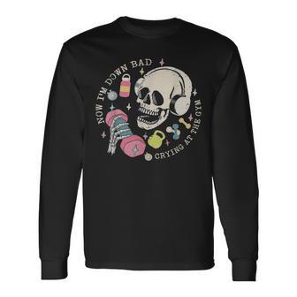 Now I'm Down Bad Crying At The Gym Skeleton Workout Gymer Long Sleeve T-Shirt - Thegiftio UK