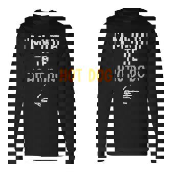 I'm With The Hot Dog Costume Halloween Matching Couple Long Sleeve T-Shirt - Monsterry